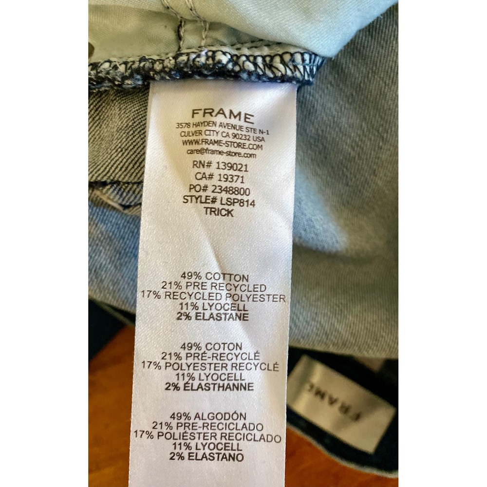 FRAME Le Slim Palazzo Jeans Trick Wash High Rise Wide Leg Denim Size 32 - Picture 12 of 15